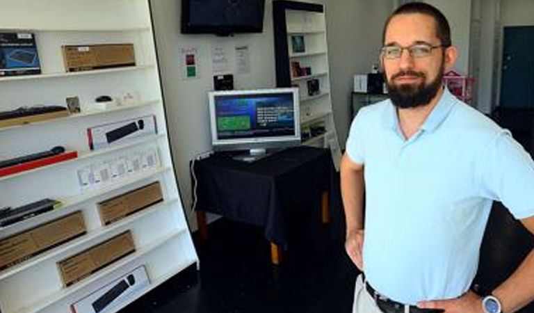 Casey Standing In Barksdale Afb, LA Store